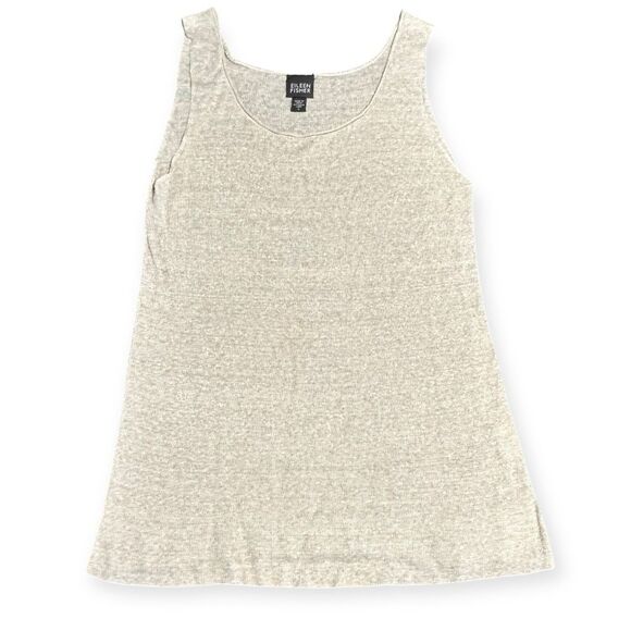 EILEEN FISHER Women’s Beige Textured Knit Linen Silk Blend Tank Top Size Small - Picture 1 of 5